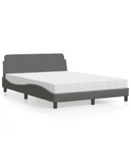 Lit avec matelas gris foncé 140x200 cm tissu | Mobilier & Déco