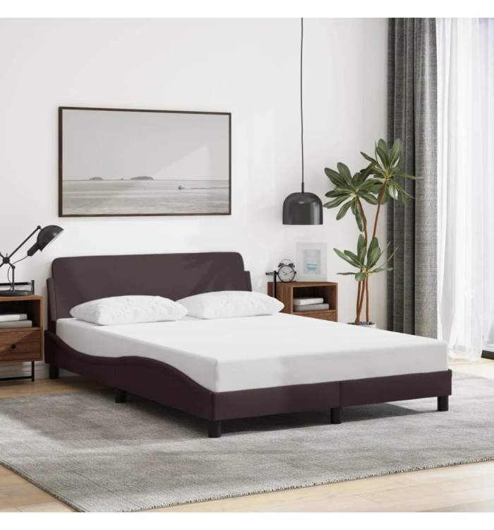Cadre de lit sans matelas marron foncé 140x200 cm tissu | Mobilier & Déco