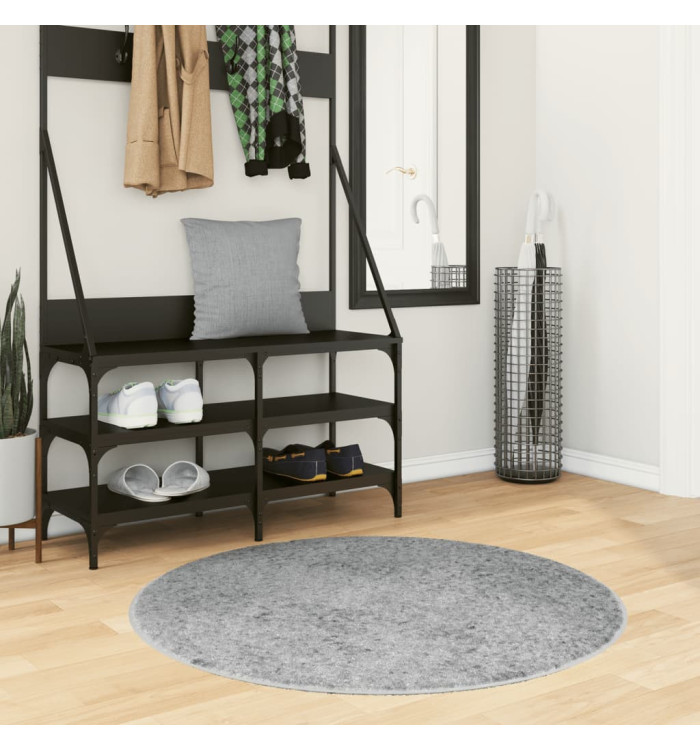 Tapis shaggy PAMPLONA poils longs moderne gris Ø 100 cm | Mobilier & Déco