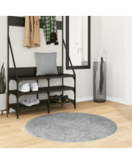 Tapis shaggy PAMPLONA poils longs moderne gris Ø 100 cm | Mobilier & Déco