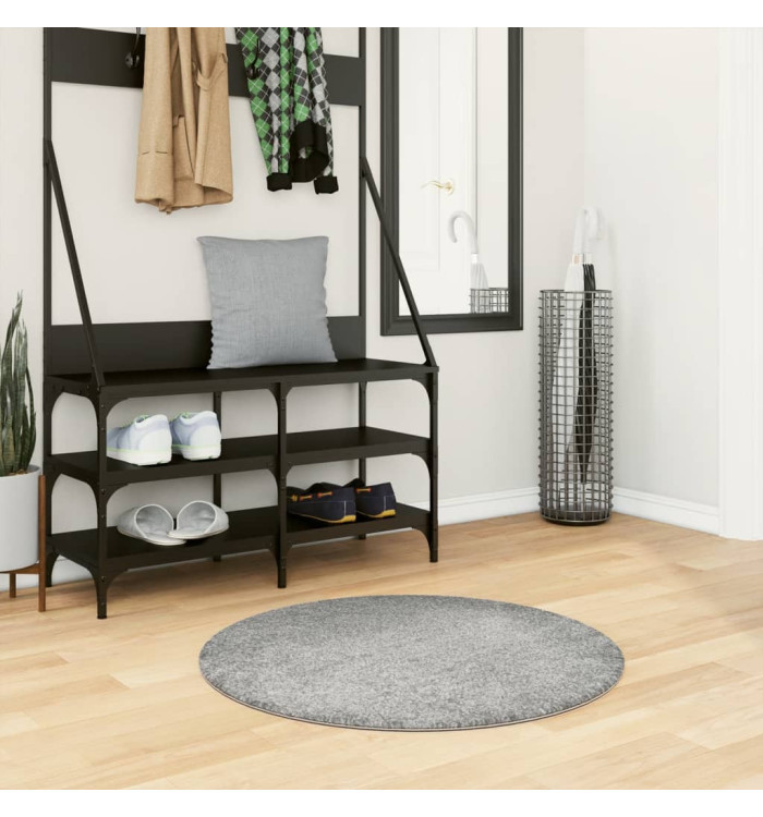 Tapis shaggy PAMPLONA poils longs moderne vert Ø 80 cm | Mobilier & Déco