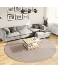 Tapis shaggy PAMPLONA poils longs moderne beige Ø 240 cm | Mobilier & Déco