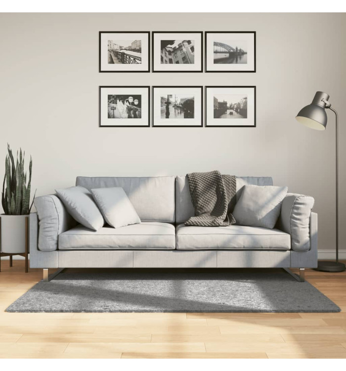 Tapis shaggy PAMPLONA poils longs moderne gris 80x150 cm | Mobilier & Déco