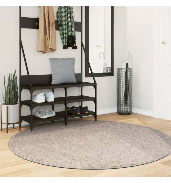 Tapis shaggy PAMPLONA poils longs moderne beige Ø 160 cm | Mobilier & Déco