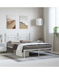 Cadre de lit métal sans matelas et tête de lit blanc 150x200 cm | Mobilier & Déco