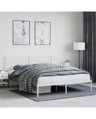 Cadre de lit métal sans matelas et tête de lit blanc 160x200 cm | Mobilier & Déco