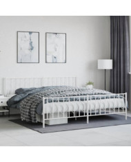 Cadre de lit métal sans matelas et pied de lit blanc 200x200 cm | Mobilier & Déco