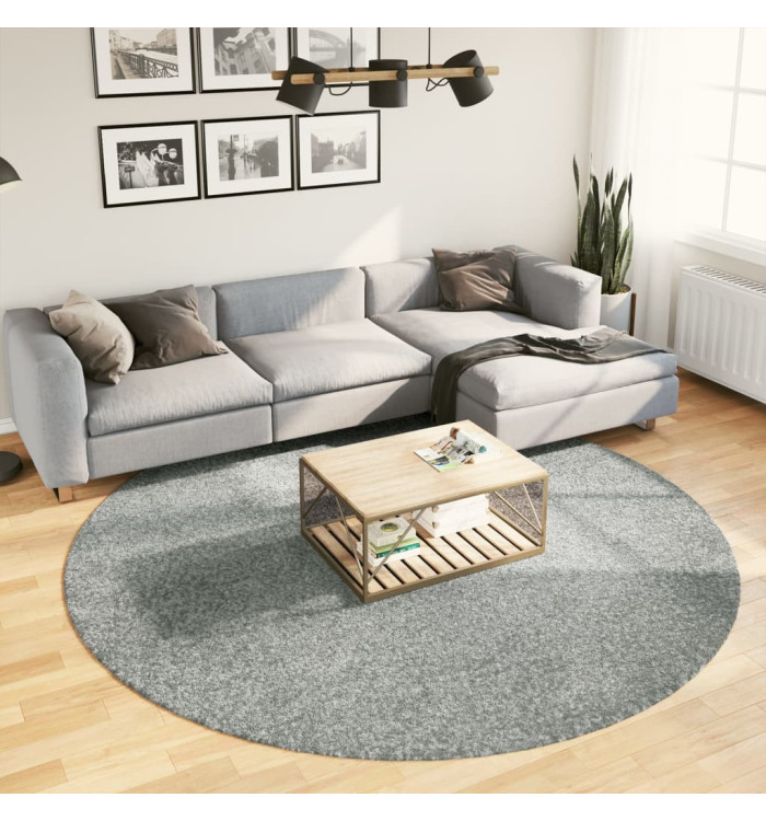 Tapis shaggy PAMPLONA poils longs moderne vert Ø 240 cm | Mobilier & Déco