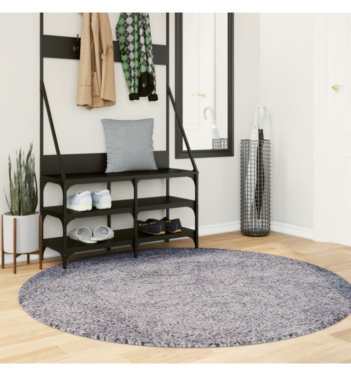 Tapis shaggy PAMPLONA poils longs moderne bleu Ø 200 cm | Mobilier & Déco