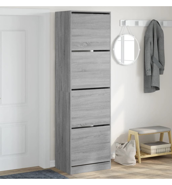 Armoire à chaussures 4 tiroirs rabattables sonoma 60x42x204 cm | Mobilier & Déco