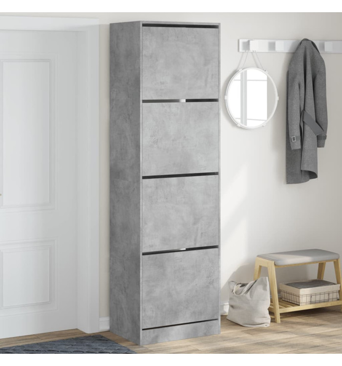 Armoire à chaussures 4 tiroirs rabattables gris 60x42x204 cm | Mobilier & Déco