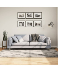 Tapis shaggy à poils longs moderne beige anthracite 140x200 cm | Mobilier & Déco