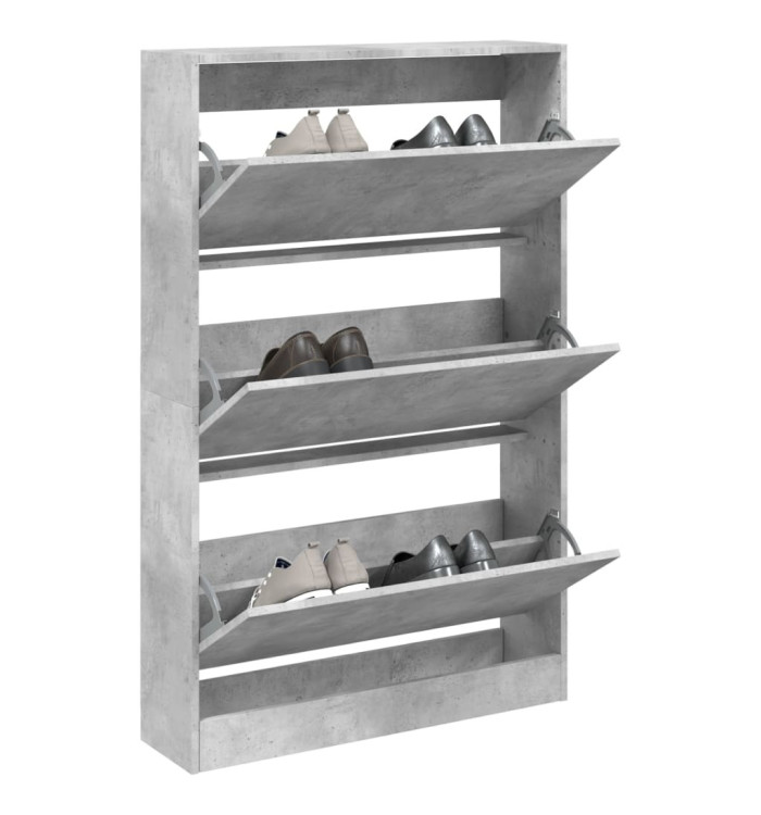 Armoire à chaussures gris béton 80x21x125,5cm bois d'ingénierie | Mobilier & Déco