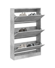 Armoire à chaussures gris béton 80x21x125,5cm bois d'ingénierie | Mobilier & Déco