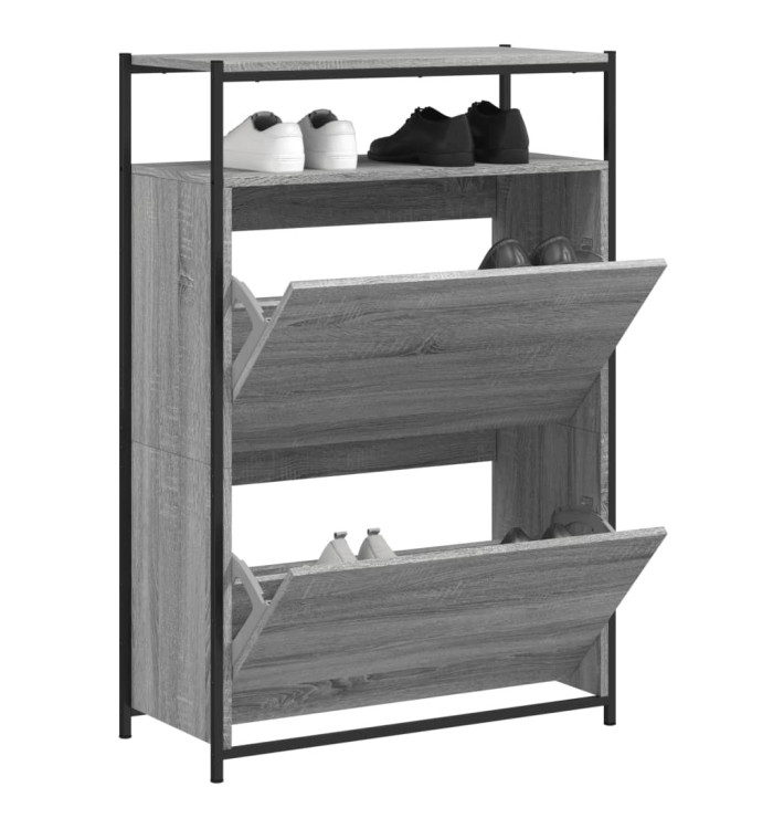 Armoire à chaussures sonoma gris 75x34x112 cm bois d'ingénierie | Mobilier & Déco