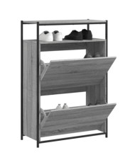 Armoire à chaussures sonoma gris 75x34x112 cm bois d'ingénierie | Mobilier & Déco