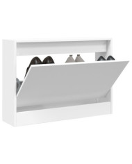 Armoire à chaussures blanc 80x21x57 cm bois d'ingénierie | Mobilier & Déco