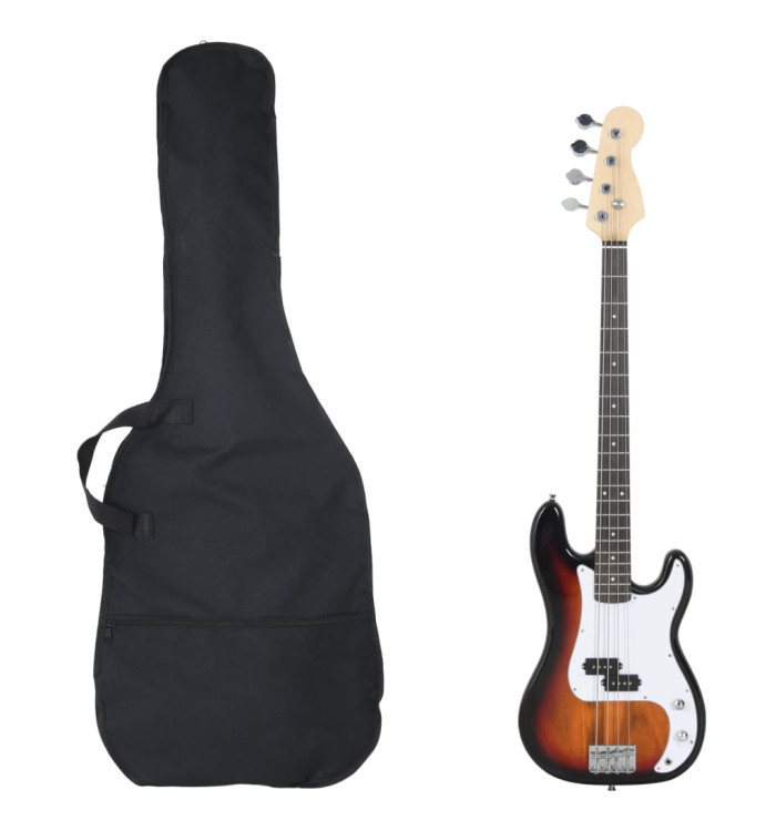 Guitare basse électrique de débutants sac brun et blanc 4/4 46" | Mobilier & Déco