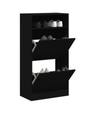 Armoire à chaussures noir 60x34x116 cm bois d'ingénierie | Mobilier & Déco