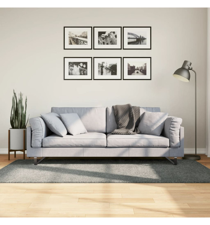 Tapis shaggy PAMPLONA poils longs moderne vert 100x200 cm | Mobilier & Déco