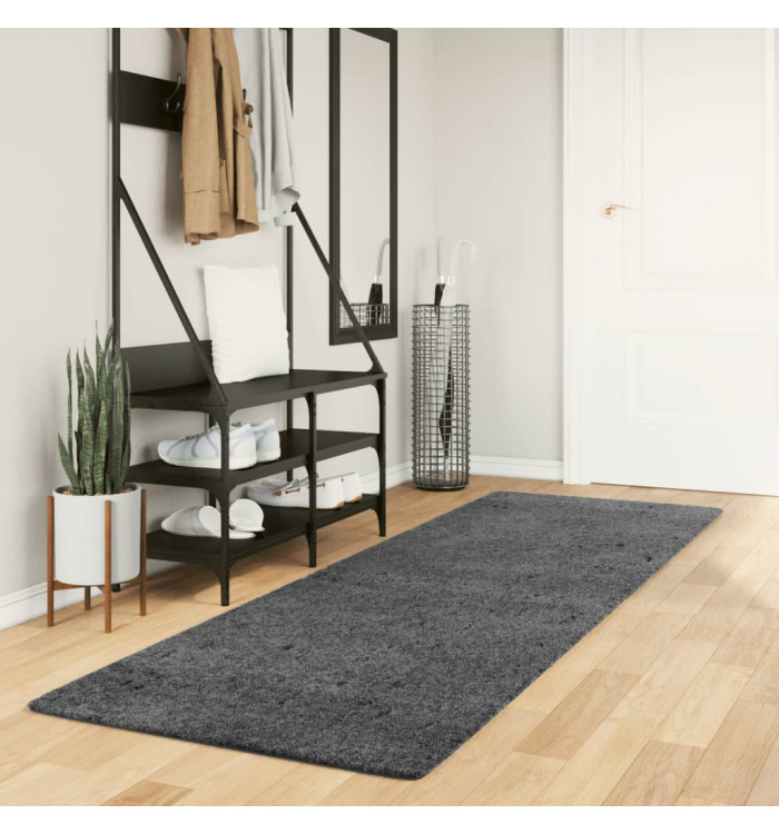Tapis OVIEDO à poils courts anthracite 80x250 cm | Mobilier & Déco