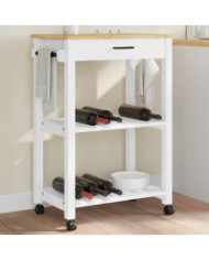 Chariot de cuisine MONZA 60x40x90 cm bois massif de pin | Mobilier & Déco