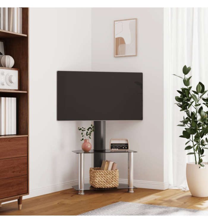 Meuble TV d'angle 2 niveaux pour 32-70 pouces noir argenté | Mobilier & Déco