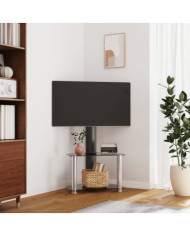 Meuble TV d'angle 2 niveaux pour 32-70 pouces noir argenté | Mobilier & Déco