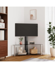 Meuble TV d'angle 2 niveaux pour 32-70 pouces noir argenté | Mobilier & Déco
