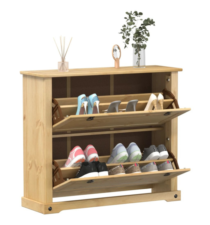Armoire à chaussures Corona 99x32x85 cm bois de pin massif | Mobilier & Déco