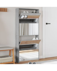 Armoire à chaussures miroir 4 niveaux sonoma gris 63x17x134 cm | Mobilier & Déco