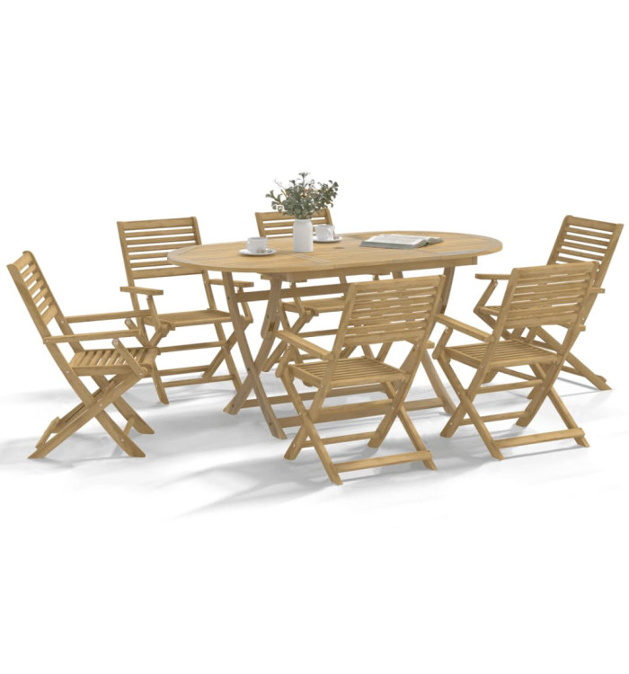 Chaises pliables de jardin lot de 8 bois massif d'acacia | Mobilier & Déco