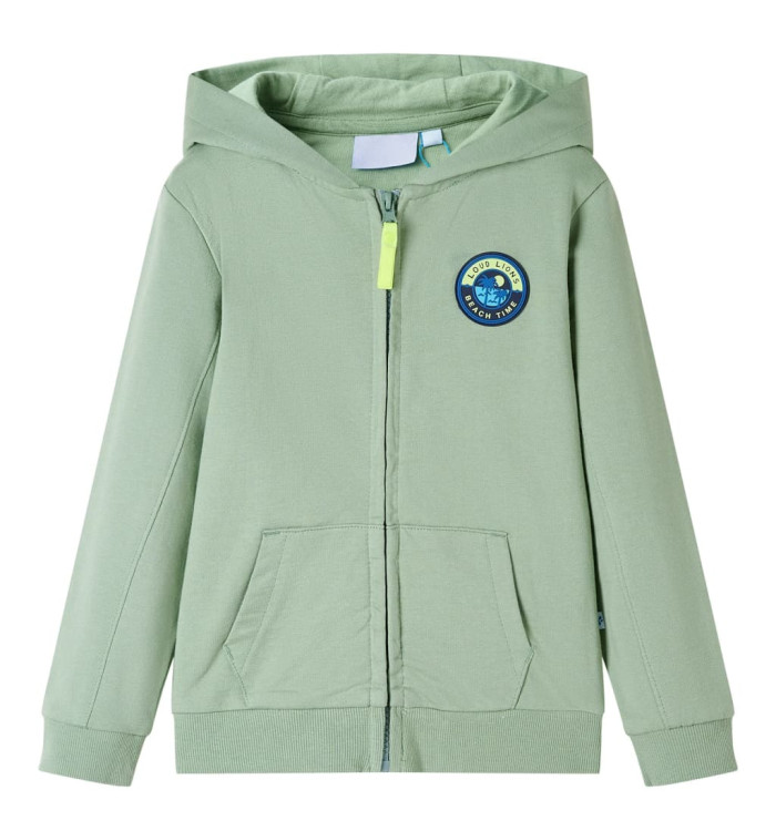 Sweat-shirt à capuche et fermeture éclair Kaki clair 140 | Mobilier & Déco
