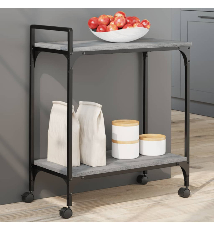 Chariot de cuisine sonoma gris 60,5x31x72,5cm bois d'ingénierie | Mobilier & Déco
