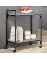 Chariot de cuisine sonoma gris 60,5x31x72,5cm bois d'ingénierie | Mobilier & Déco