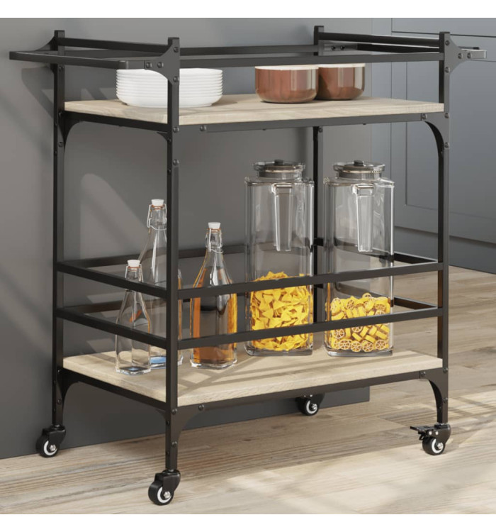 Chariot de cuisine chêne sonoma 82x40x78,5 cm bois d'ingénierie | Mobilier & Déco