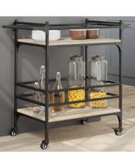 Chariot de cuisine chêne sonoma 82x40x78,5 cm bois d'ingénierie | Mobilier & Déco