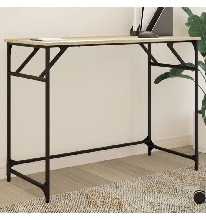Bureau chêne sonoma bois d'ingénierie et acier enduit de poudre | Mobilier & Déco