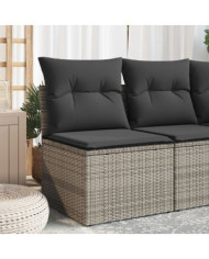 Chaise de jardin sans accoudoirs avec coussins gris poly rotin | Mobilier & Déco