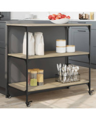 Chariot de cuisine chêne sonoma 102x50x95 cm bois d'ingénierie | Mobilier & Déco