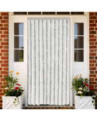 Rideau anti-mouches gris clair et blanc 90x200 cm chenille | Mobilier & Déco