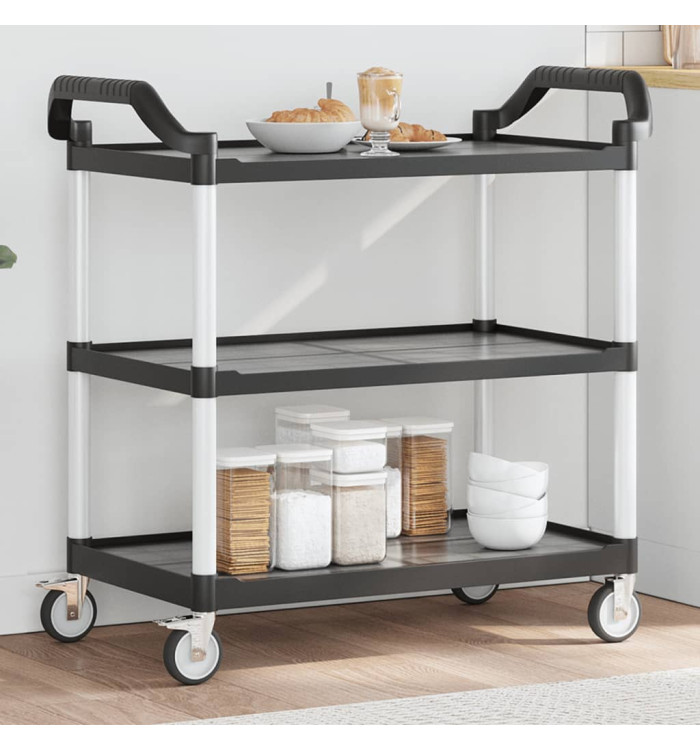 Chariot à 3 niveaux noir 99x50x96 cm aluminium | Mobilier & Déco