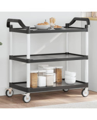 Chariot à 3 niveaux noir 99x50x96 cm aluminium | Mobilier & Déco