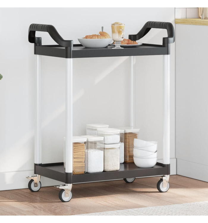 Chariot à 2 niveaux noir 81x41x92 cm aluminium | Mobilier & Déco