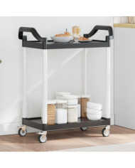 Chariot à 2 niveaux noir 81x41x92 cm aluminium | Mobilier & Déco