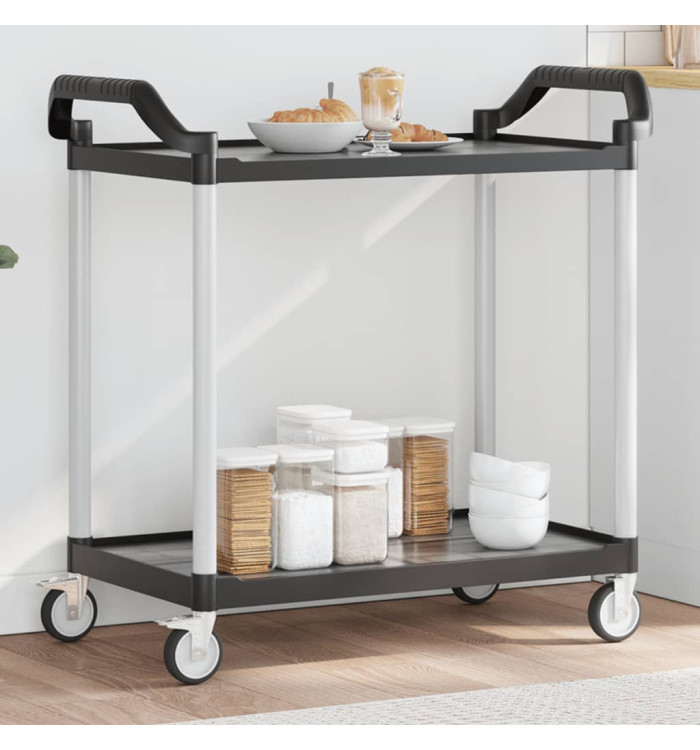 Chariot à 2 niveaux noir 99x50x97 cm aluminium | Mobilier & Déco