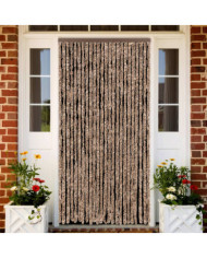 Rideau anti-mouches beige et marron foncé 100x230 cm chenille | Mobilier & Déco
