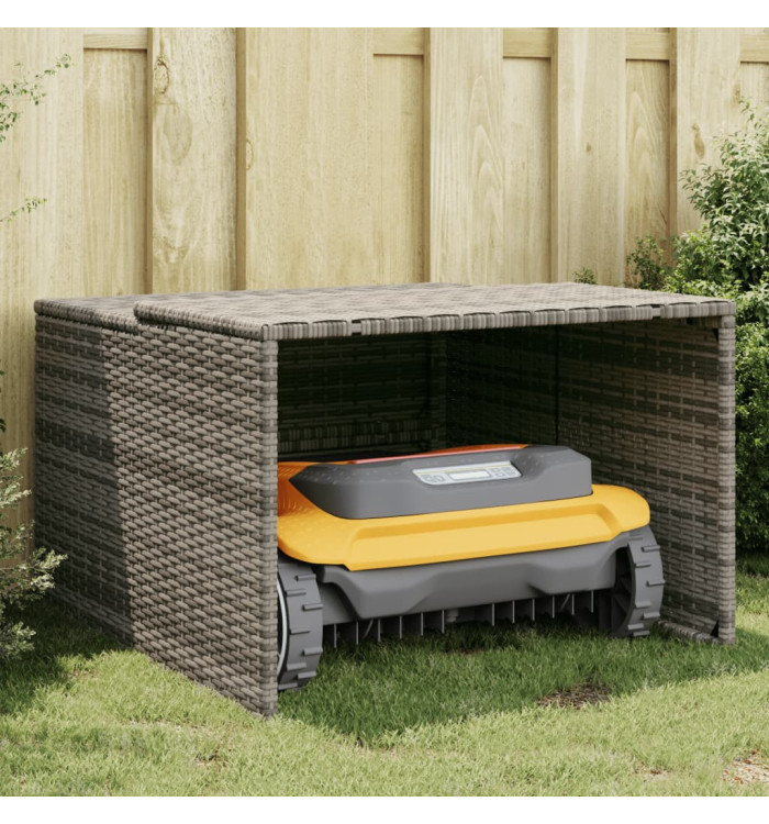 Garage pour robot tondeuse gris 86x90x52/57 cm résine tressée | Mobilier & Déco