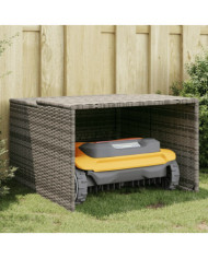 Garage pour robot tondeuse gris 86x90x52/57 cm résine tressée | Mobilier & Déco