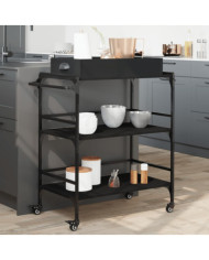 Chariot de cuisine noir 81,5x41x92,5 cm bois d'ingénierie | Mobilier & Déco
